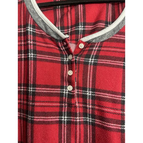 Laura Ashley Pajama Set Size L Red Tartan Plaid Holiday Flannel Cozy - Picture 10 of 10